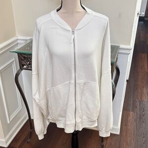 Aerie Oversized Cream Zip-Up Hoodie size XL